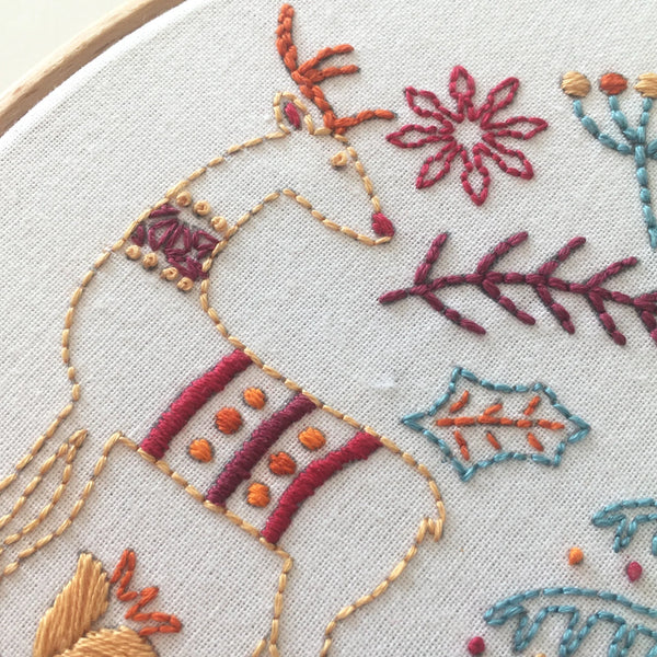 Folk Art-Style Christmas Embroidery Kit