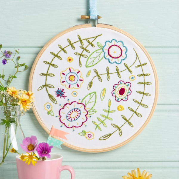 Beginners Embroidery Worksop at All About The Yarn in Somerset Spring Posy Hoop by Hawthorn Handmade