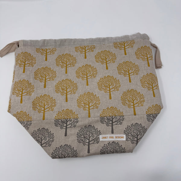 Into the Woods Project Bag – Large (Natural/Mustard Trees with Natural/Grey Trees Base)