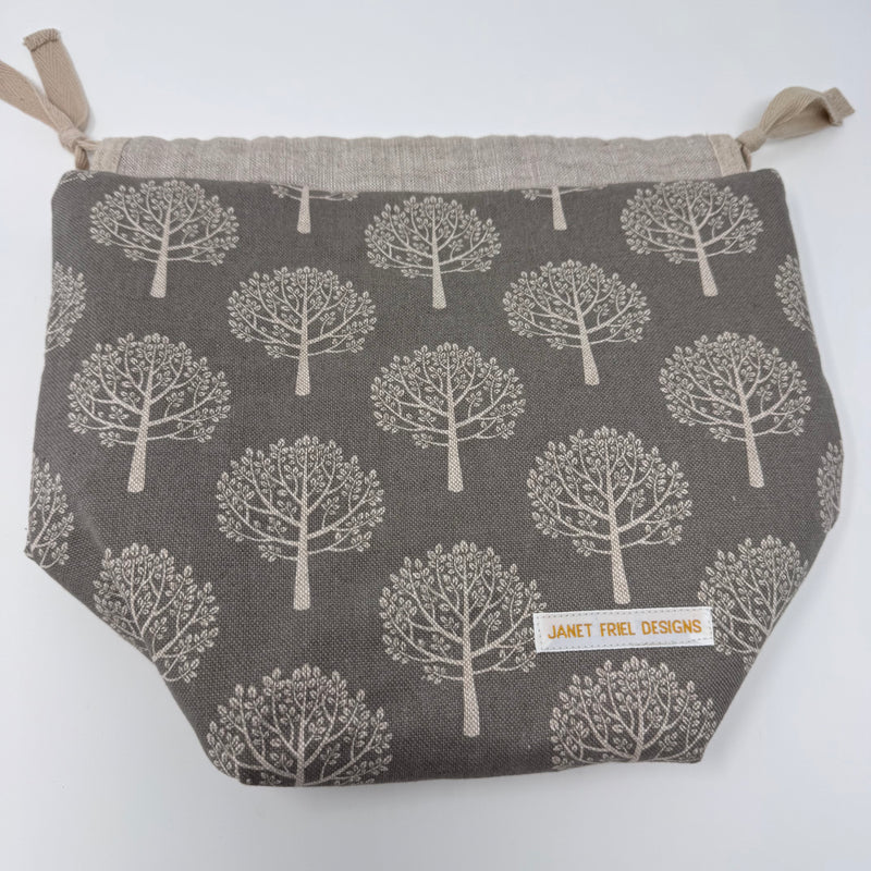 Into the Woods Project Bag – Medium (Grey/Natural Trees)